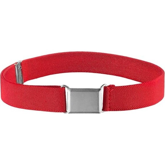 HOLD’EM Children’s Elastic Silver Buckle Belts Boys Girls Toddler 2T-5T-Red - Picture 1 of 6